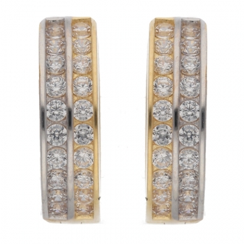 Creole bicoor 15x4,1mm Klappscharnier Zirkonia 14Kt 585 GOLD