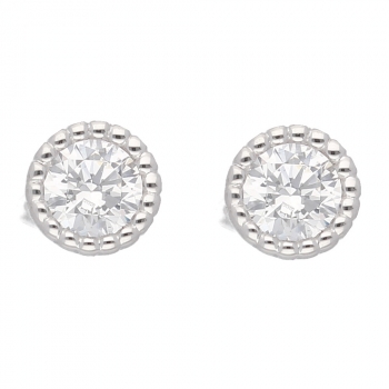 Ohrstecker 4,3mm Zirkonia rund 14Kt 585 WEISSGOLD