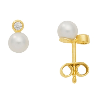 Ohrstecker Brillant Zuchtperle 5mm 14Kt 585 GOLD