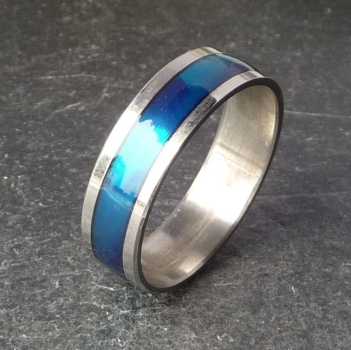 Ring Edelstahl mit Kunststoffeinlage aqua