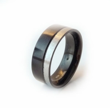 Edelstahl Ring schwarz/silver