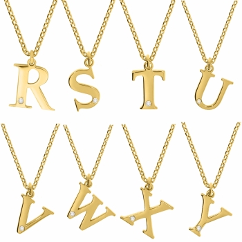 Anhänger Buchstabe A-Z mit Diamant 0,008ct und Kette Silber 925 vergoldet 45+3cm