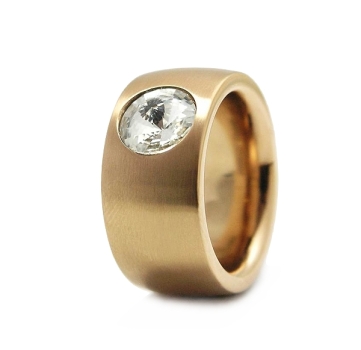 Ring aus Edelstahl rose 11 mm mit Kristall Steine nach Wahl