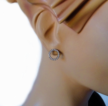 Ohrstecker Edelstahl vergoldet poliert Zirkonia Steine 13mm