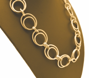Collier Edelstahl mattiert vergoldet Kringel Design 45cm