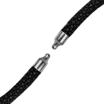 Collier aus Rochenleder 3mm für Wechselschliesse schwarz 38cm