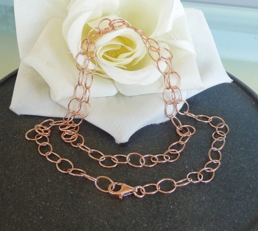 Kette Collier Anker oval rund 7,5mm 70-90cm Silber 925, vergoldet, rosé vergoldet