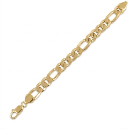 Armband 9mm Figarokette flach Silber 925 vergoldet 21, 22cm