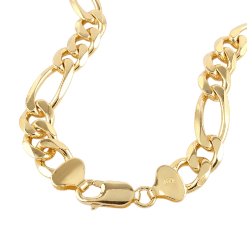 Preview: Armband 9mm Figarokette flach Silber 925 vergoldet 21, 22cm