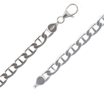 Collier Kette Stegpanzer 6mm 925 Silber 50cm