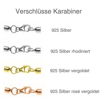 Exklusives Ledercollier 4mm geflochten in 27 Farben mit 925 Silber Karabiner