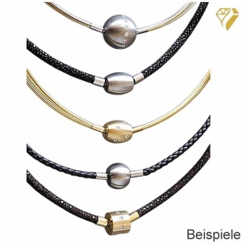 Wechselschliesse Edelstahl Linse mit Zirkonia rundherum