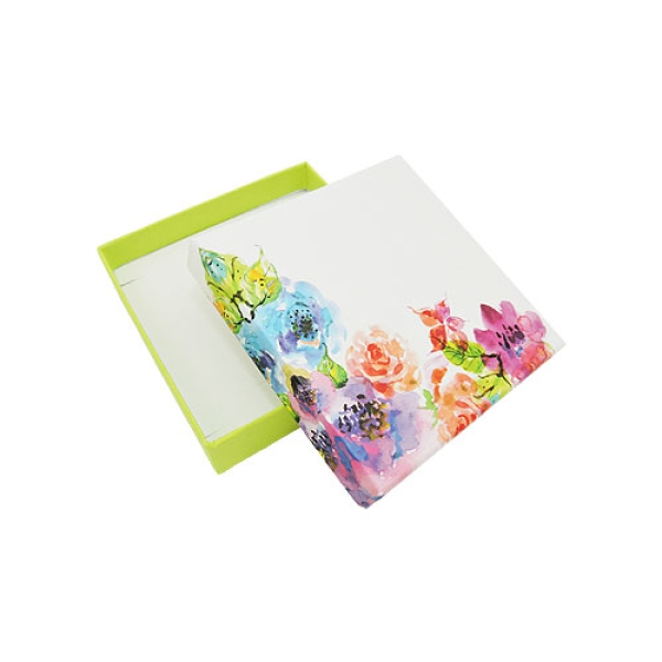 Schmuckschachtel 8x8 für Armreif/Schmuckset hellgrün-floral Kartonage
