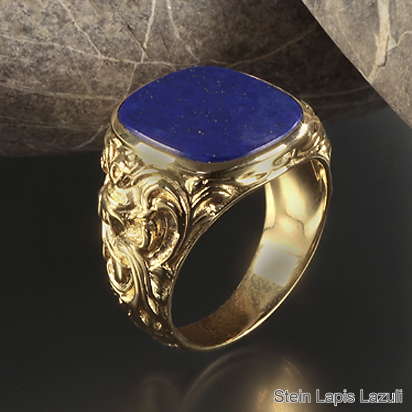 Siegelring antike Platte Lapis Lazuli 16,5x14,5 mm 585 Gold