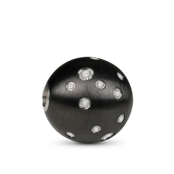 Wechselschliesse Edelstahl PDV schwarz matt Kugel Zirkonia gestreut 14-18mm