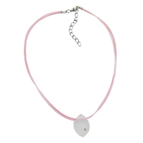 Kette Anhänger Kunststoff kristall-transparent-matt Kordel rosa 38cm
