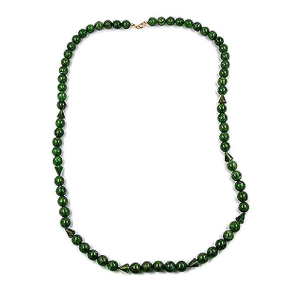 Kette 12mm Perlen Kunststoff grün-gold-marmoriert 90cm