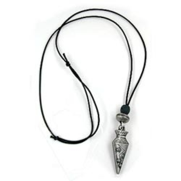 Kette 67x12mm spitze Tüte Kunststoff altsilberfarben Kordel schwarz 90cm