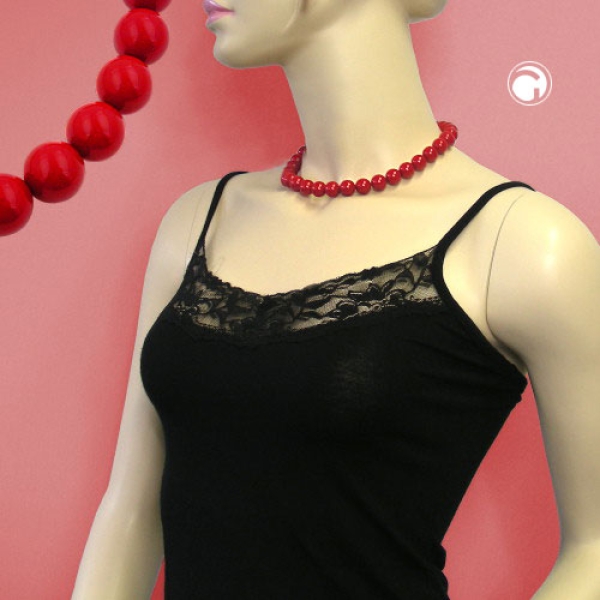 Preishammer Kette Perlen 10mm rot-glänzend 40cm
