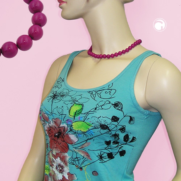 Kette 10mm Kunststoffperlen beere-violett-glänzend 42cm