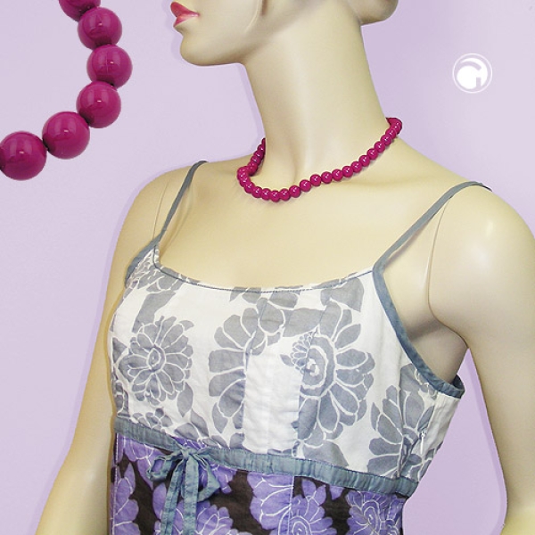 Kette 10mm Kunststoffperlen beere-violett-glänzend 45cm