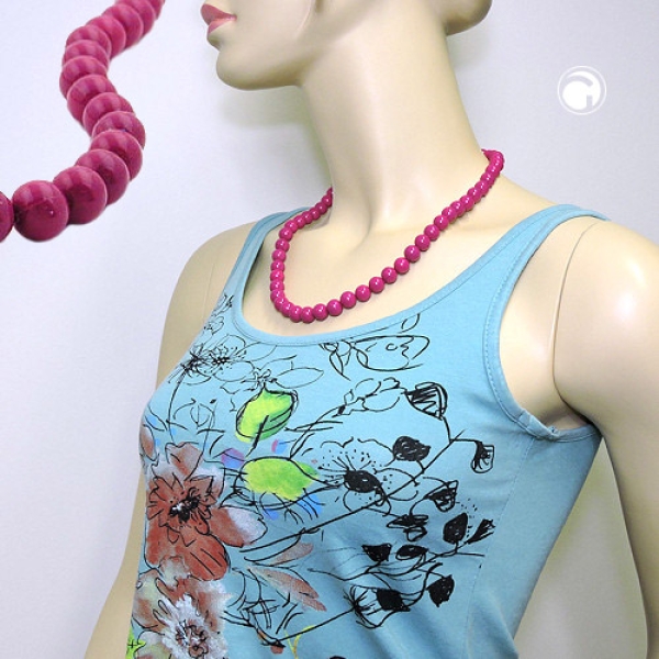 Kette 10mm Kunststoffperlen beere-violett-glänzend 55cm
