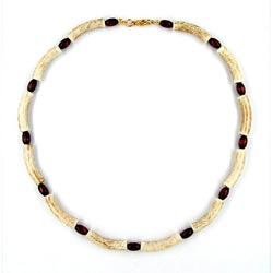Kette 25x6mm Rohr Kunststoff beige und Holzolive braun 40cm
