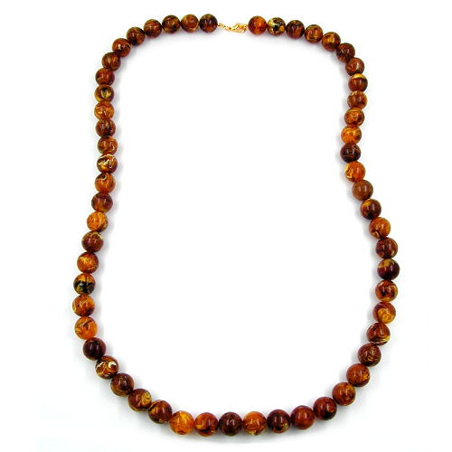 Kette 14mm Kunststoffperlen bernstein-farbig-marmoriert 80cm