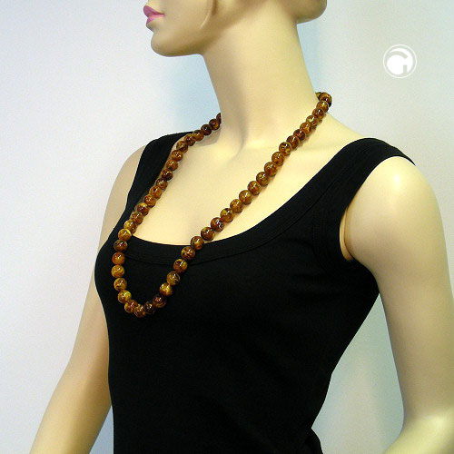 Kette 14mm Kunststoffperlen bernstein-farbig-marmoriert 80cm
