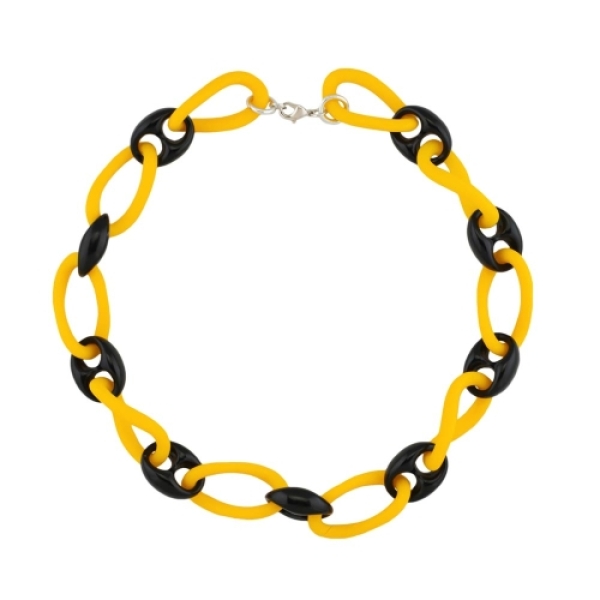 Kette 35x18mm große Kettenglieder gelb-schwarz Kunststoff 45cm