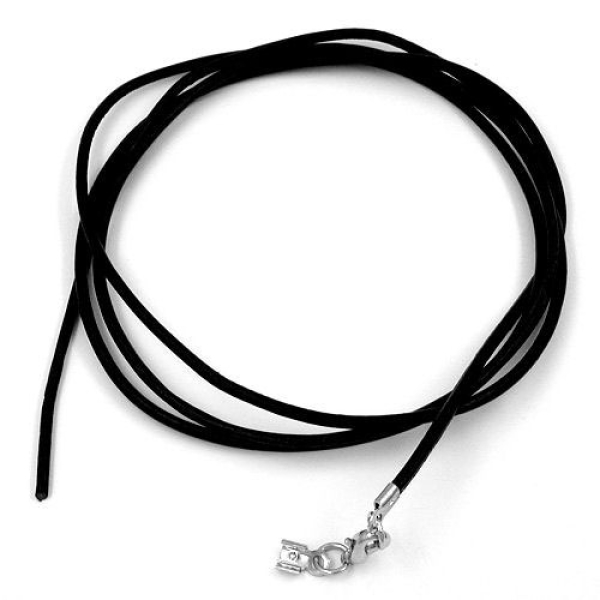Lederband Rundschnur Rindleder 2mm schwarz gefärbt mit 1x Verschluss silberfarbig 1m