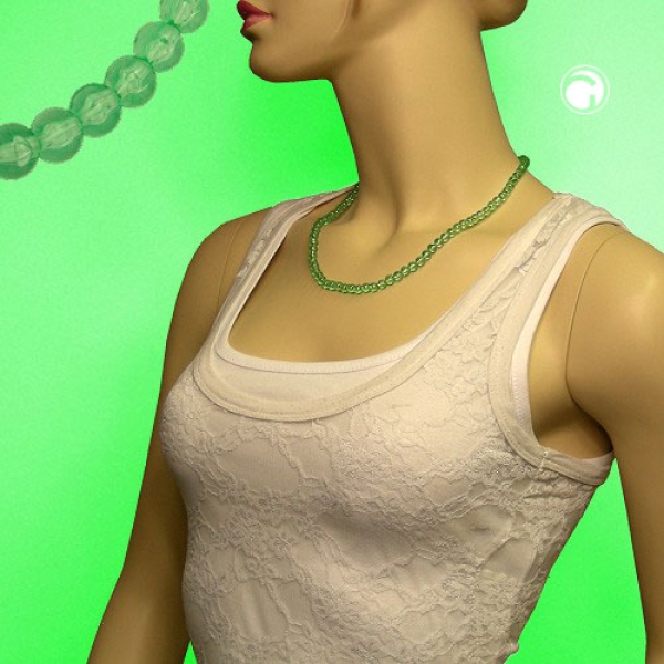Kette 6mm Perle Kunststoff kiwi-transparent 50cm