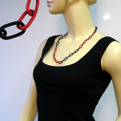 Kette 8mm Eloxalkette Anker weit rot-schwarz Aluminium 60cm