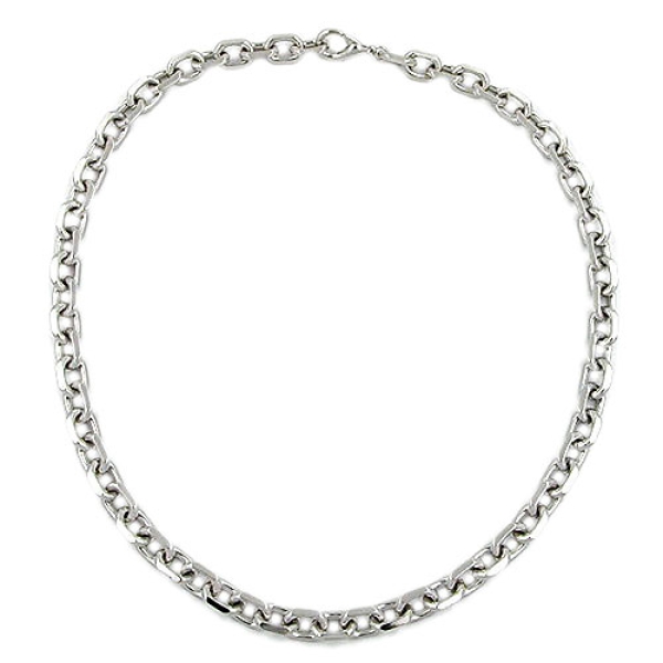 Kette 9mm Ankerkette rhodiniert diamantiert 50cm