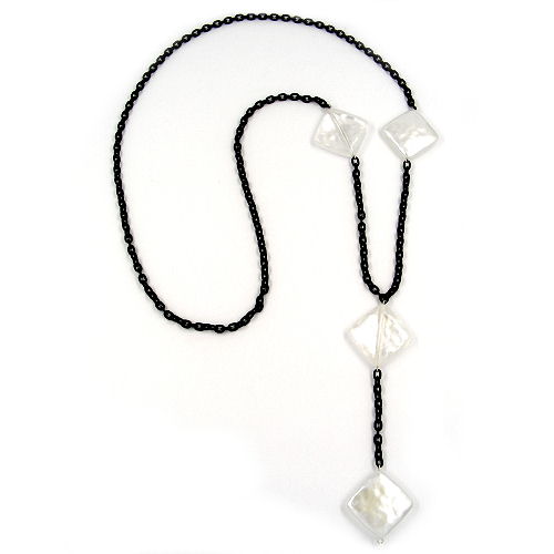 Kette 26mm Viereck Kunststoff wachsweiß Alu-Ankerkette schwarz 90cm