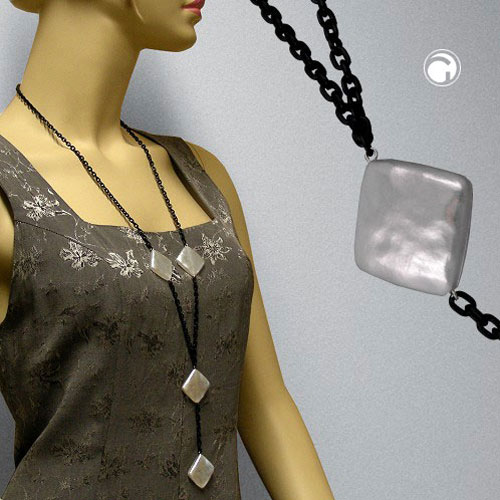 Kette 26mm Viereck Kunststoff wachsweiß Alu-Ankerkette schwarz 90cm