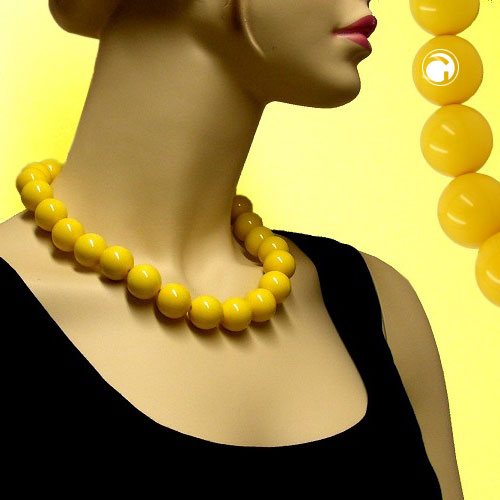 Kette 20mm Perlen Kunststoff gelb-glänzend 50cm