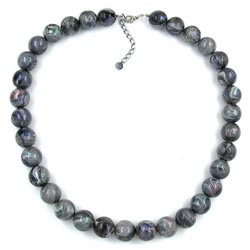 Kette 16mm Perlen Kunststoff grau-marmoriert 55cm