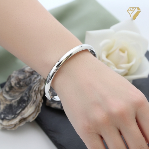 Armreif 6mm gewölbt oval 925 Sterling Silber