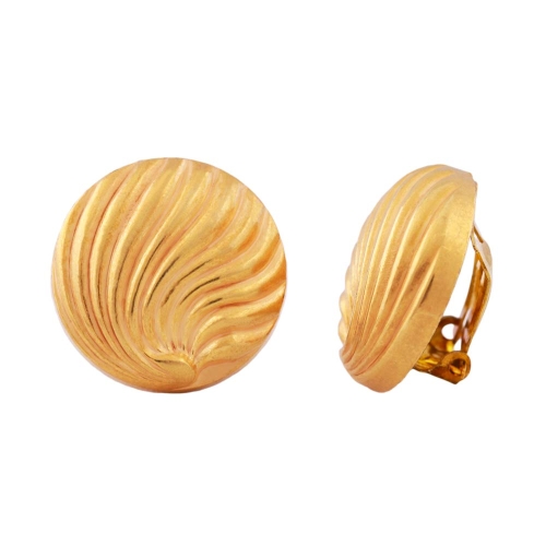 Clip Ohrring ca. 21mm Muscheldekor goldfarben matt Kunststoff
