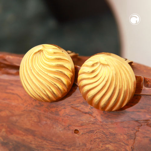 Clip Ohrring ca. 21mm Muscheldekor goldfarben matt Kunststoff