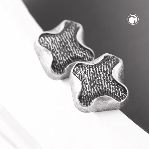 Clip Ohrring ca.27x29mm Kreuz abstrakt altsilberfarben Kunststoff