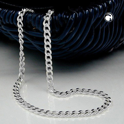 Kette 3mm Flachpanzerkette diamantiert Silber 925 19cm