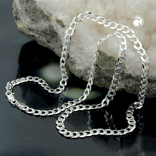 Kette 4,6mm flache Panzerkette mit Muster Silber 925 55cm