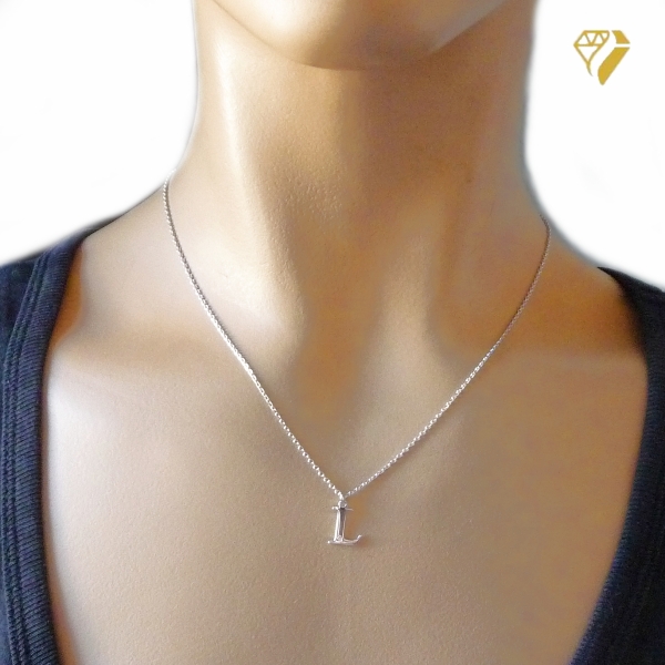 Anhänger Buchstabe A-Z mit Diamant 0,008ct und Kette Silber 925 45+3cm