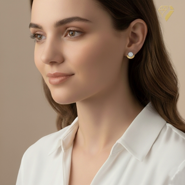 Ohrstecker Fächer 10x13mm Diamant 0,08ct 375 GOLD