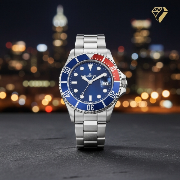 DUGENA Damen - Herrenuhr blau Diver 4460774 Quarz