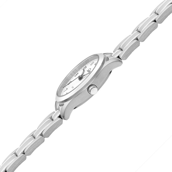 SELVA Damen Quarz Armbanduhr mit Edelstahlband Zifferblatt weiß Ø 27mm