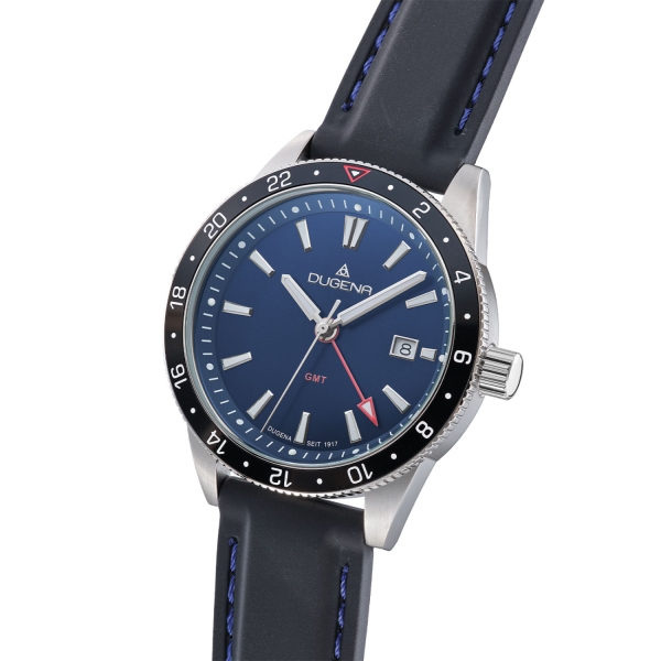 DUGENA Herrenuhr blau GMT 4461133 Quarz