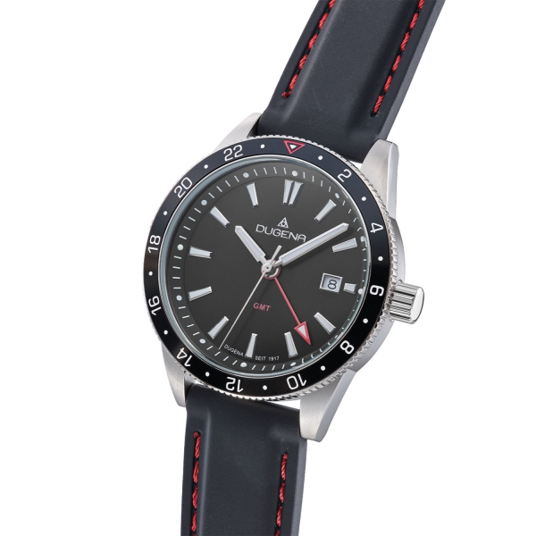 DUGENA Herrenuhr schwarz GMT 4461131 Quarz